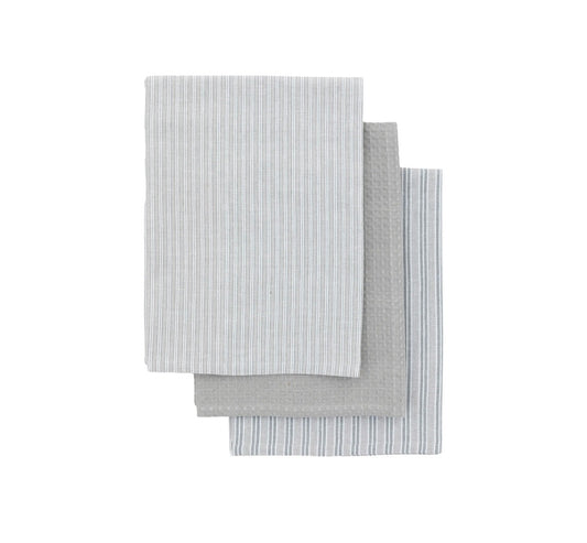 Woven Stripe Tea Towel 3pk Grey