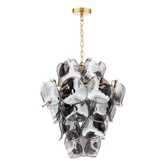 Genoa 8lt Pendant Brass & Smoked Glass