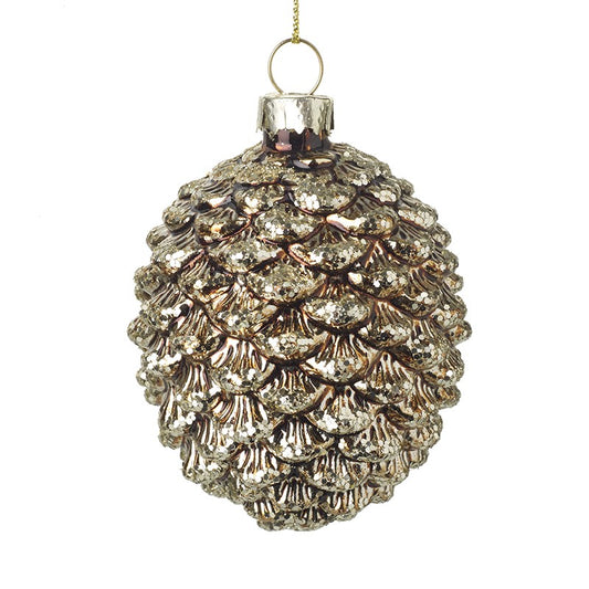 Gold Glass Fir Cone Decoration