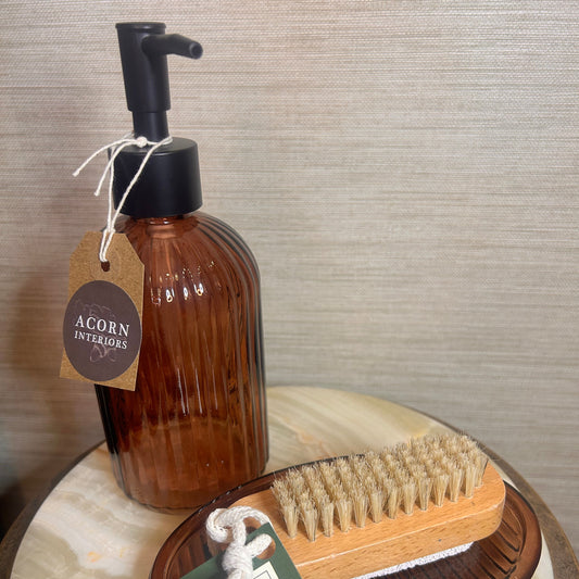 Amber glass soap pump