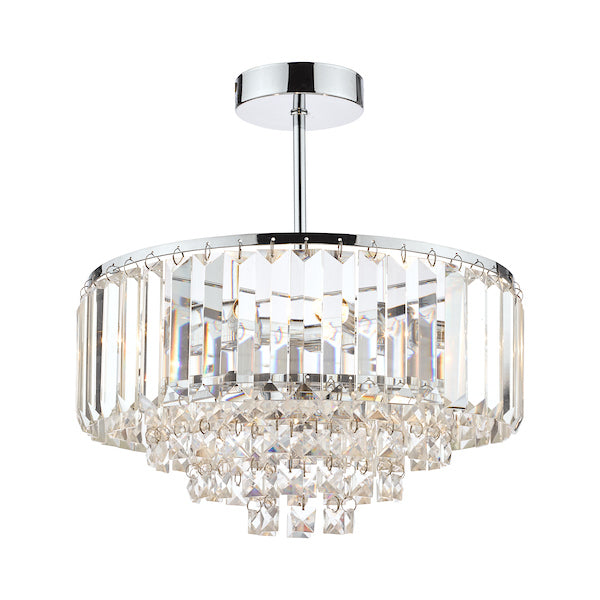 Laura Ashley Vienna 3 Light Semi-Flush Crystal & Polished Chrome Ceiling Light