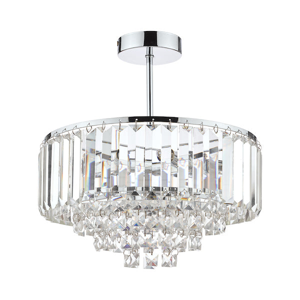 Laura Ashley Vienna 3 Light Semi-Flush Crystal & Polished Chrome Ceiling Light