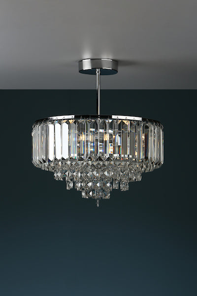 Laura Ashley Vienna 3 Light Semi-Flush Crystal & Polished Chrome Ceiling Light