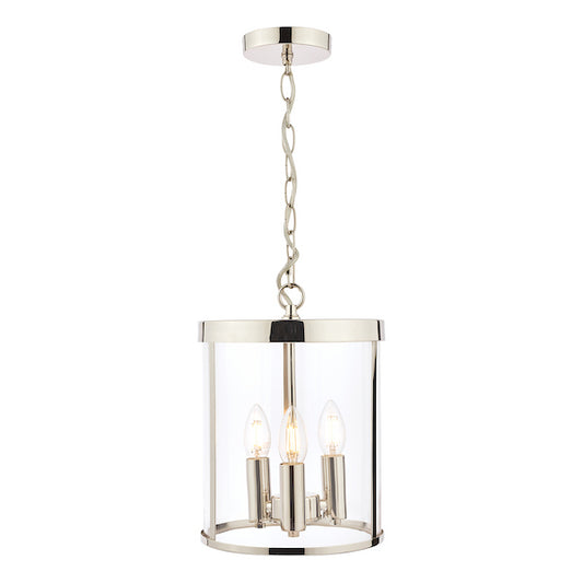Selbourne 3 Light Pendant Polished Nickel & Glass