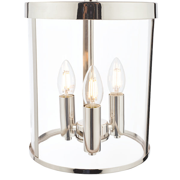 Selbourne 3 Light Pendant Polished Nickel & Glass