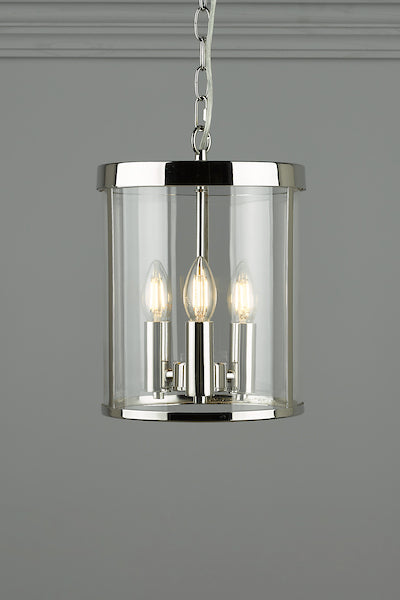 Selbourne 3 Light Pendant Polished Nickel & Glass