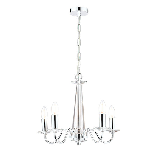 Blake 5 Light Armed Pendant Crystal & Polished Chrome
