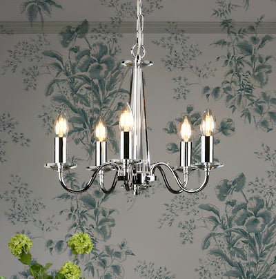Blake 5 Light Armed Pendant Crystal & Polished Chrome