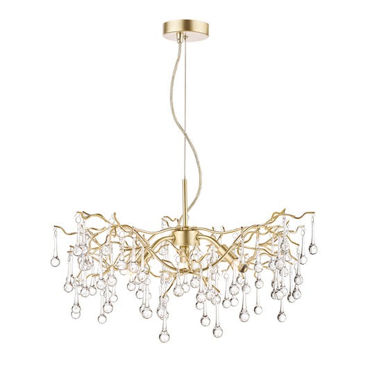 Willow 3 Light Pendant Satin Champagne & Crystal