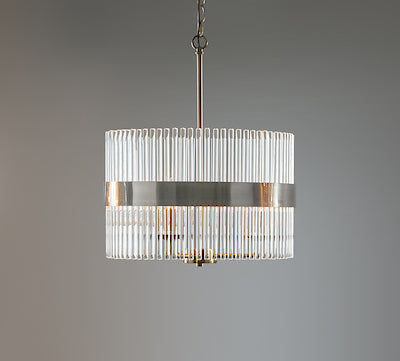 Alexa 3 Light Pendant Polished Nickel Glass Rods