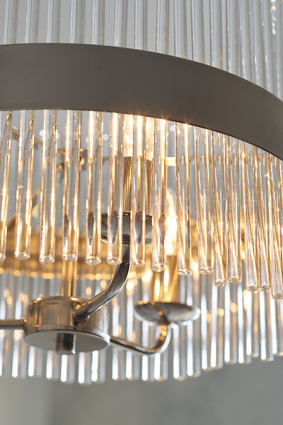 Alexa 3 Light Pendant Polished Nickel Glass Rods
