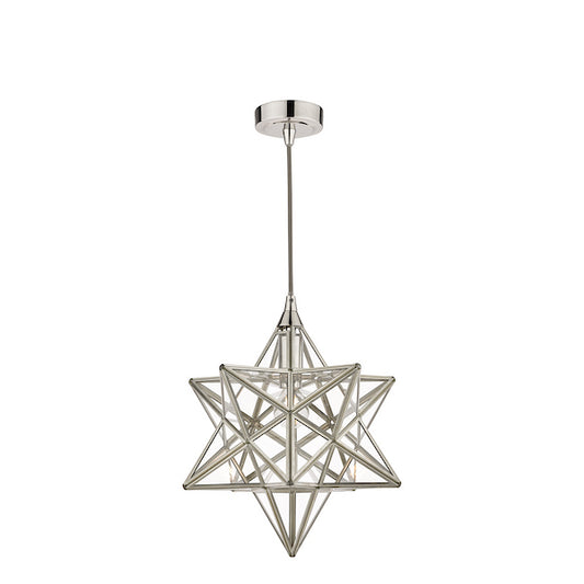 Star 1 Light Pendant Polished Silver and Glass