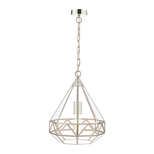 Zaria 1 Light Pendant Polished Silver and Glass