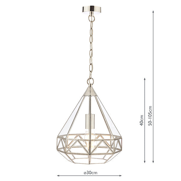 Zaria 1 Light Pendant Polished Silver and Glass