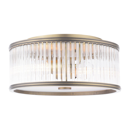 Laura Ashley Sutton 2 Light Flush Matt Antique Brass and Ribbed Glass.