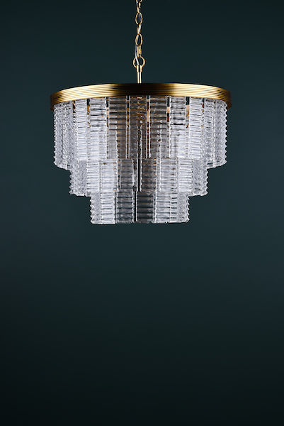 Moesha 6lt Pendant Natural Brass & Ribbed Glass