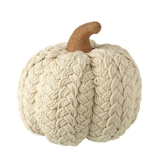 Large cream natural pumpkin decoration.