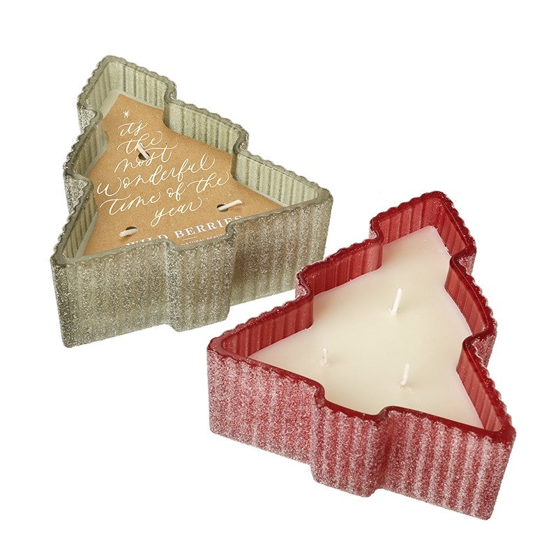 Glass Frosted Christmas Tree Candle
