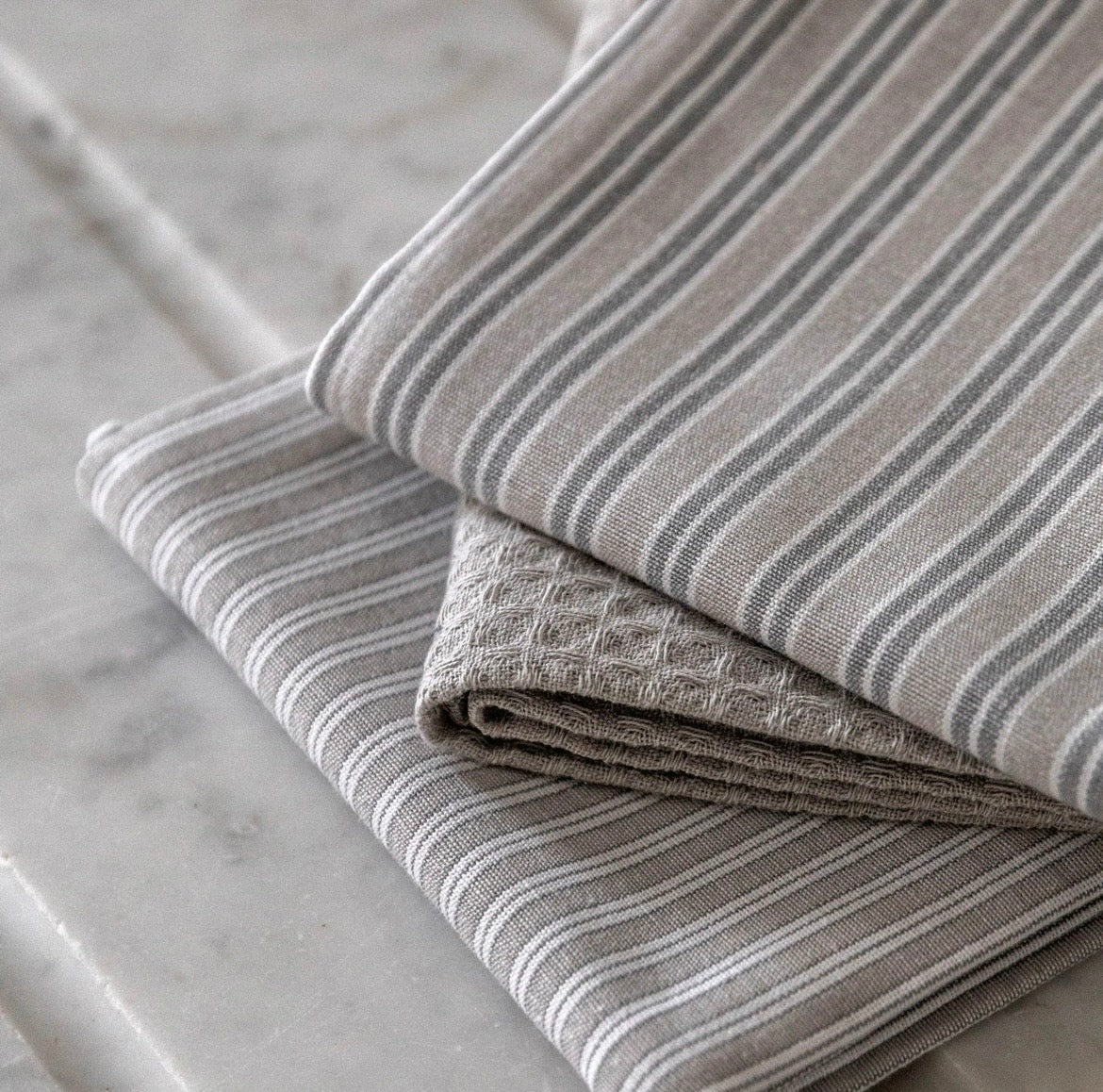 Woven Stripe Tea Towel 3pk Grey