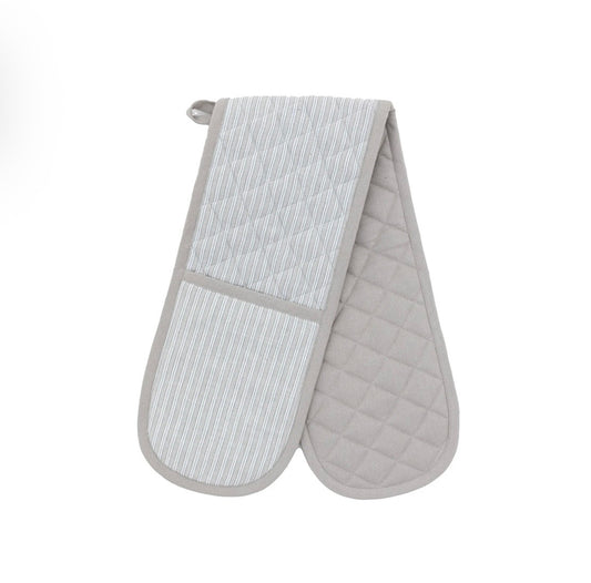 Woven Stripe DoubleOven Glove Grey