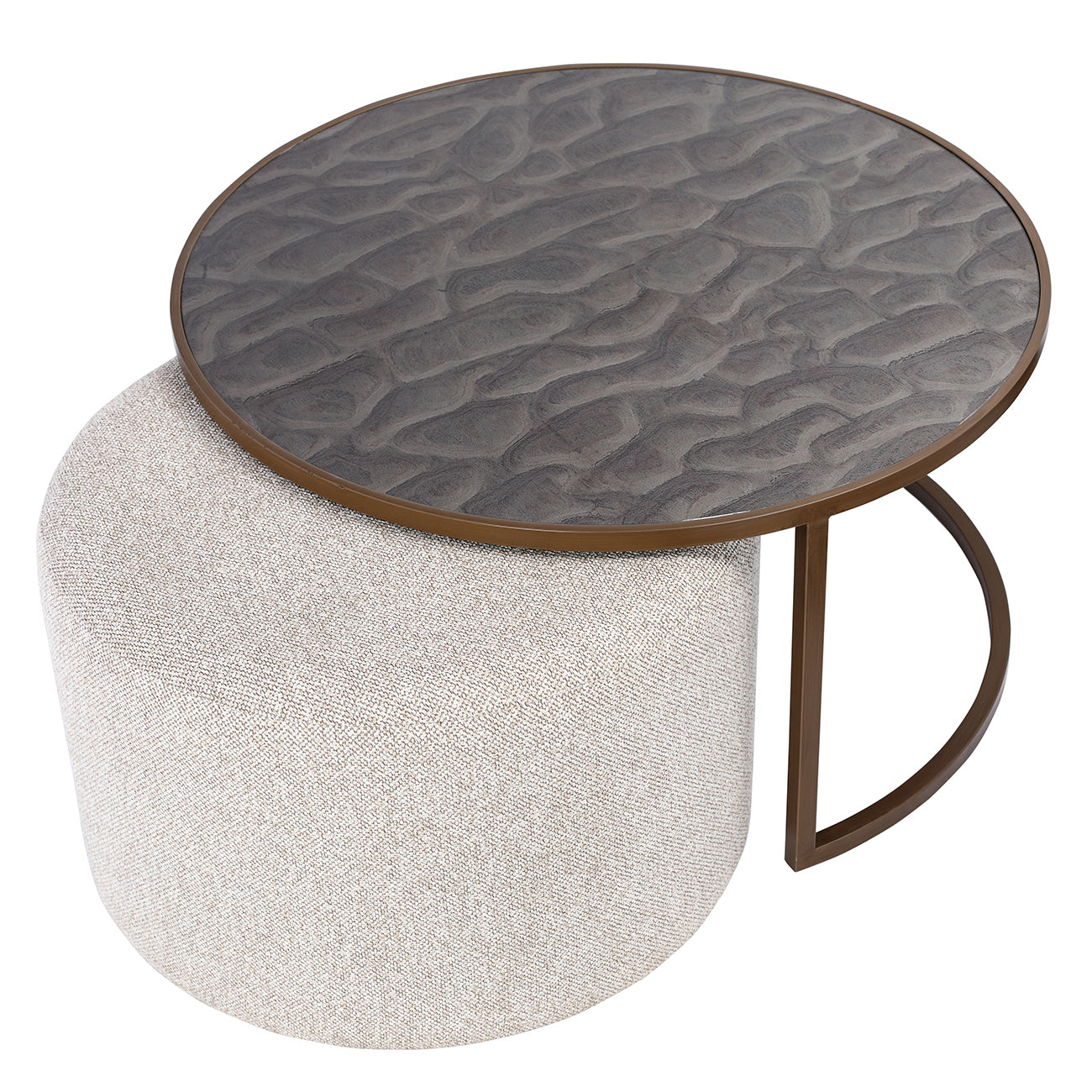 Driftwood Ripple Coffee Table & Nesting Pouffe