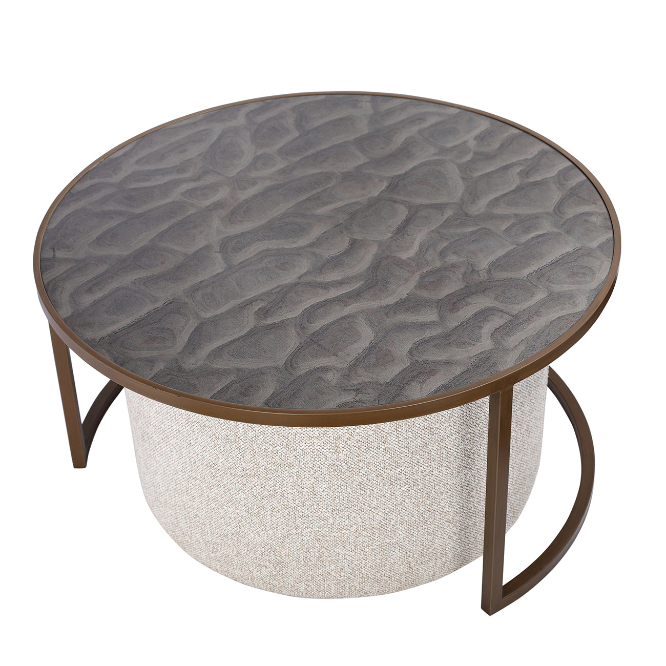 Driftwood Ripple Coffee Table & Nesting Pouffe