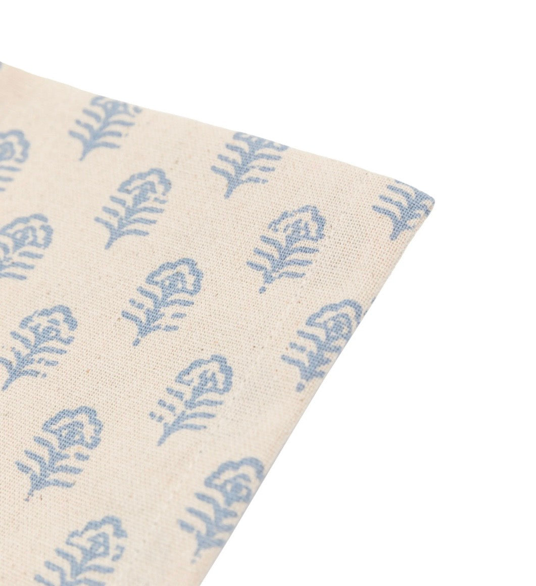 Floral Stamp Napkin Blue 4pk