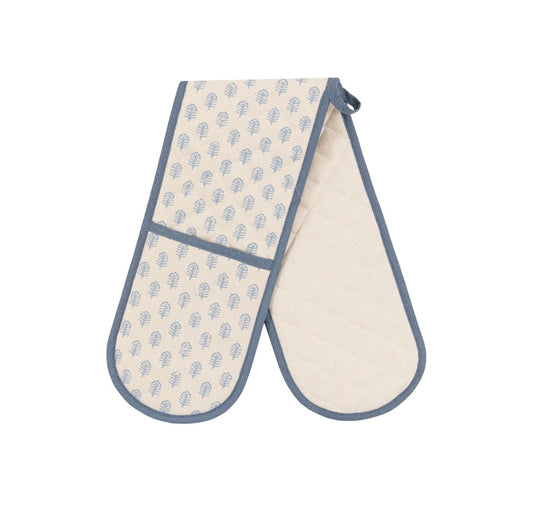 Floral Stamp Oven Glove Blue