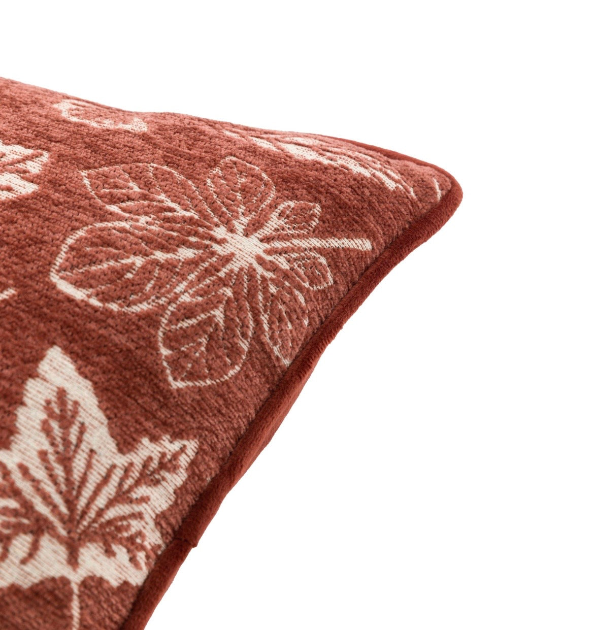 Autumn Leaf Chenille Cushion Rust