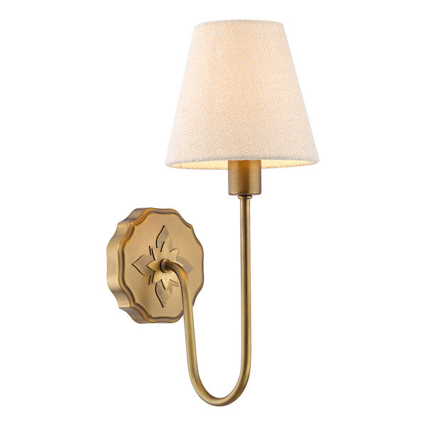 Adyara Wall Light Antique Brass with Linen Shade