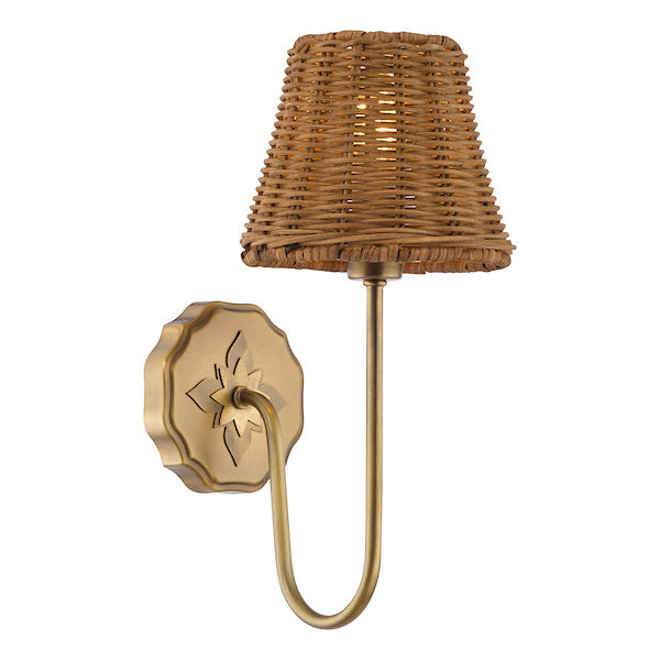 Adyara Wall Light Antique Brass with Linen Shade