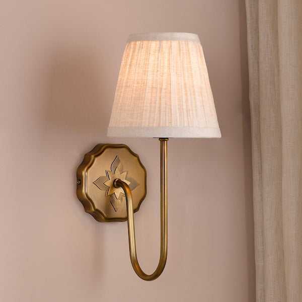 Adyara Wall Light Antique Brass with Linen Shade