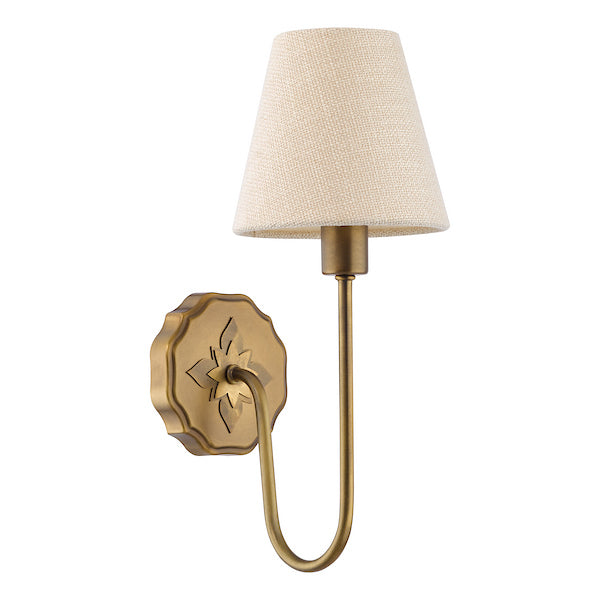 Adyara Wall Light Antique Brass with Linen Shade