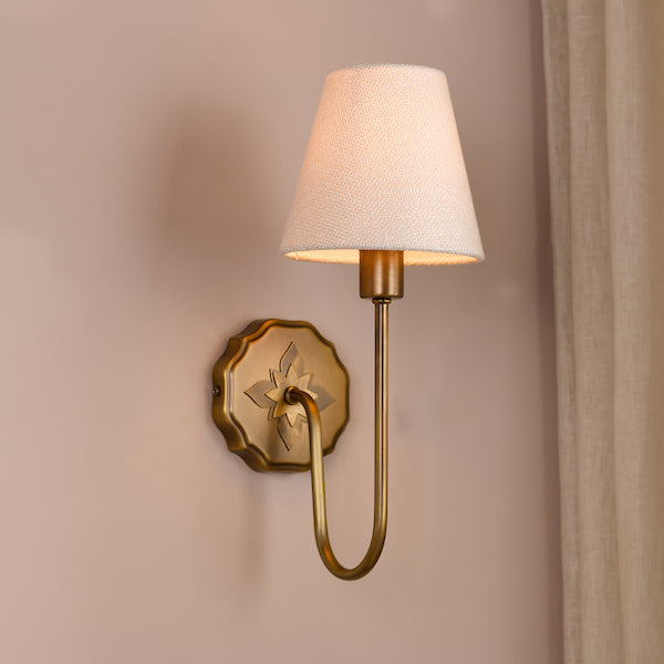 Adyara Wall Light Antique Brass with Linen Shade