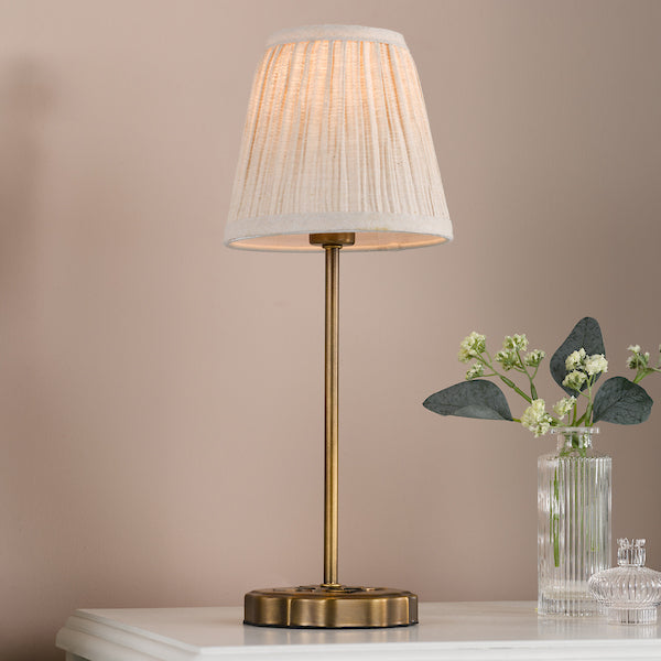 Antique Bronze Twin Pack Table Lamps with Linen Shade.