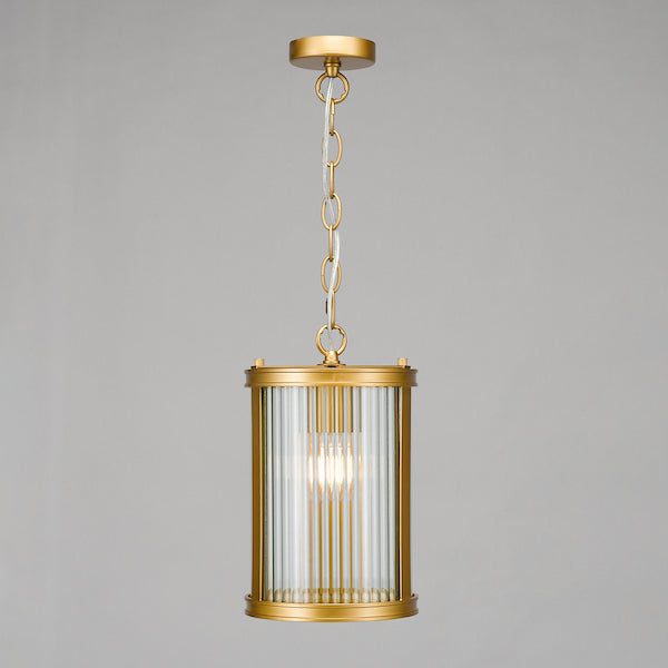 Bianka Pendant Satin Bronze and Ribbed Glass