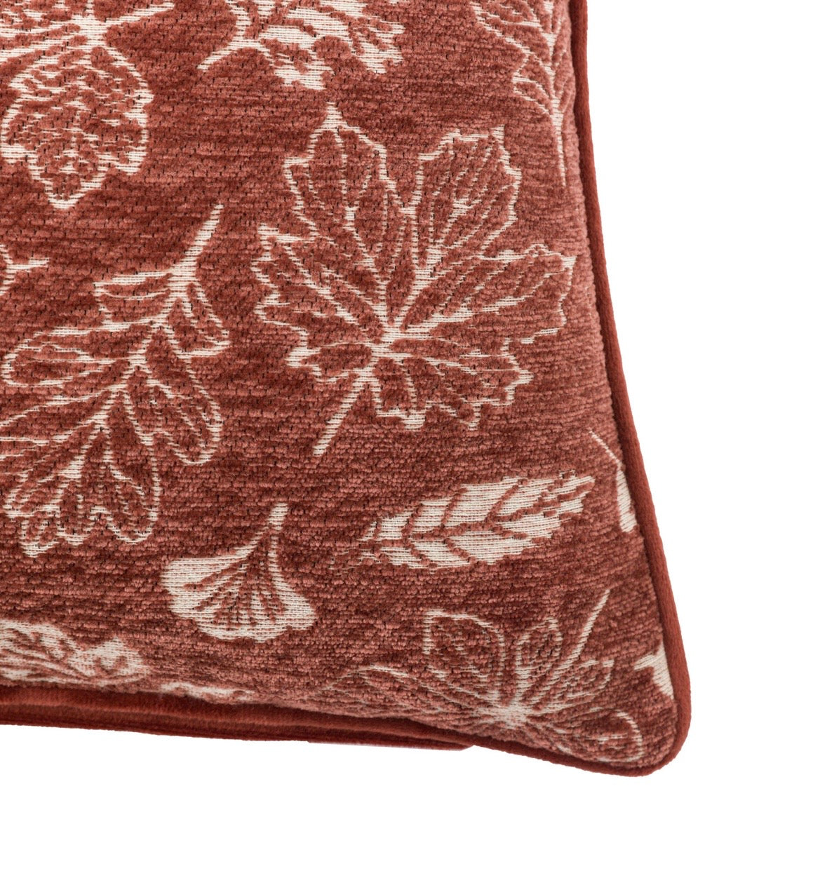 Autumn Leaf Chenille Cushion Rust