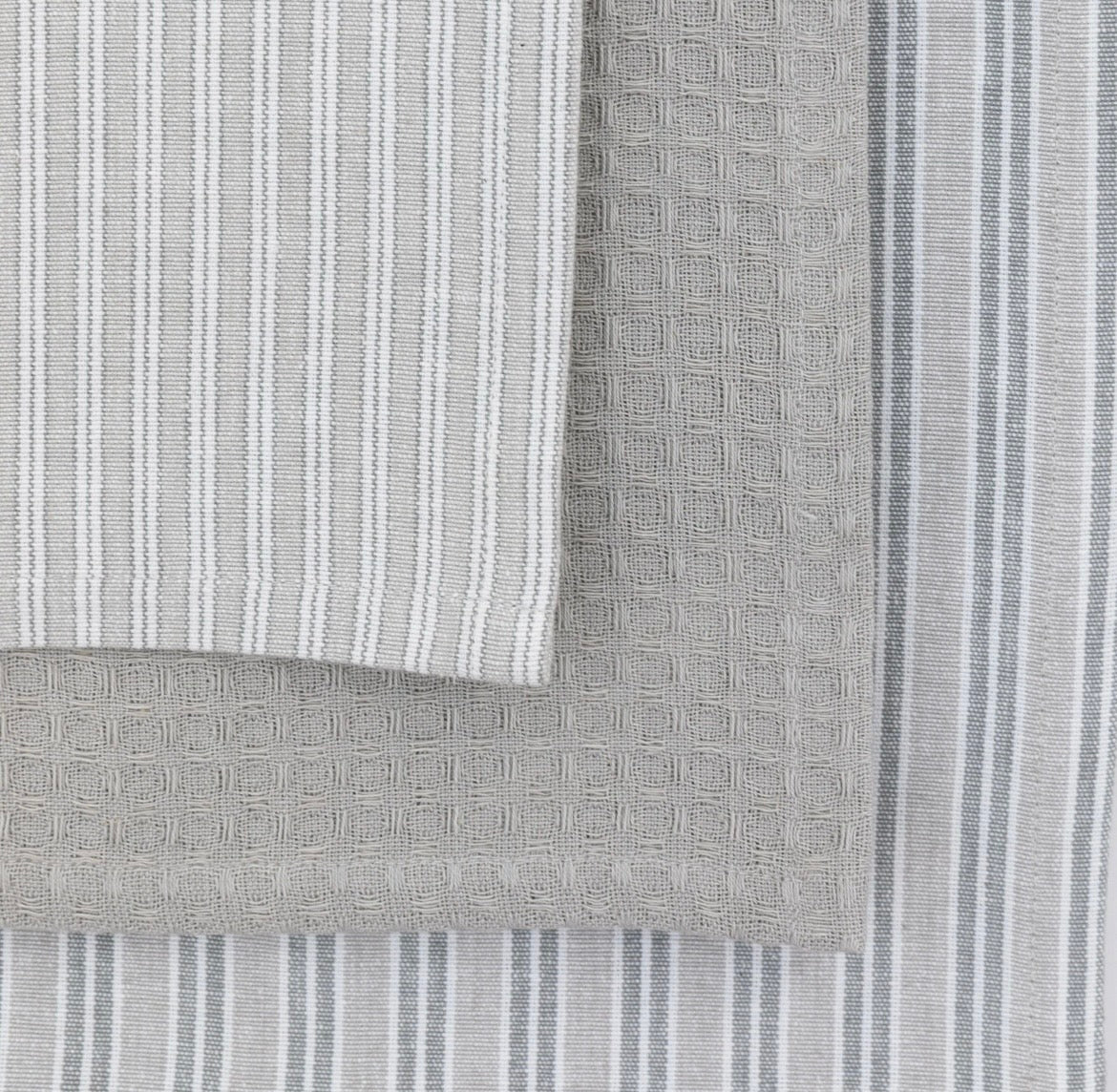 Woven Stripe Tea Towel 3pk Grey