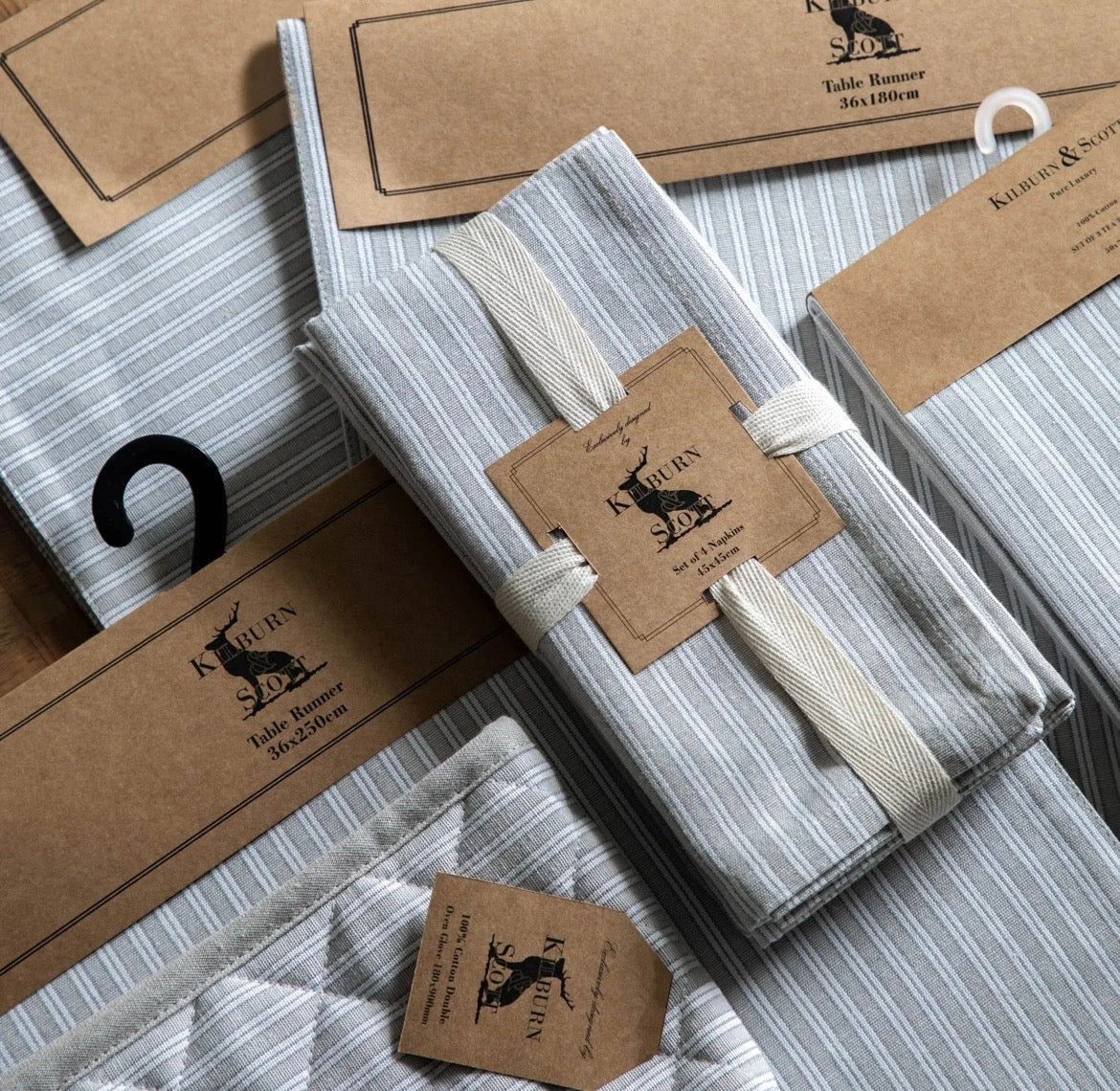 Woven Stripe DoubleOven Glove Grey