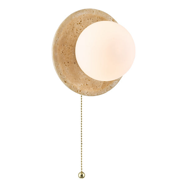 Travertine and Opal Glass Bathroom Wall Light