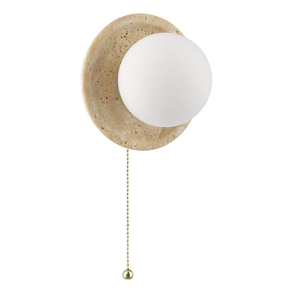 Travertine and Opal Glass Bathroom Wall Light