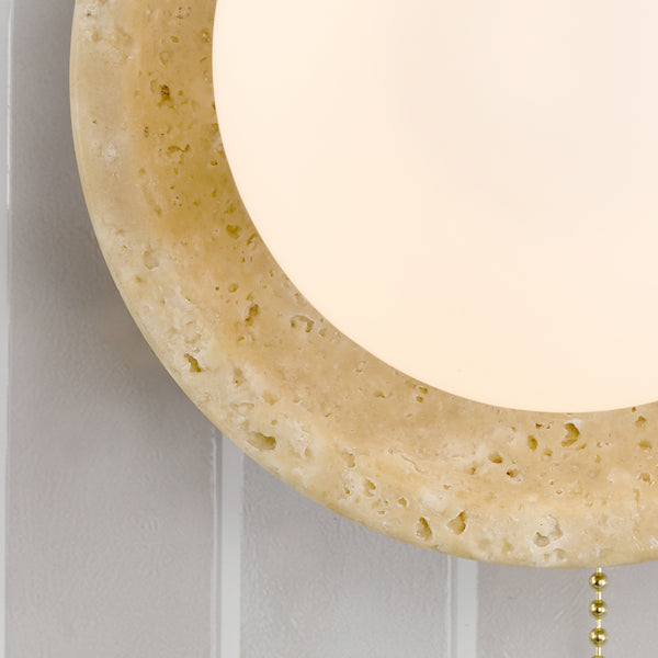 Travertine and Opal Glass Bathroom Wall Light