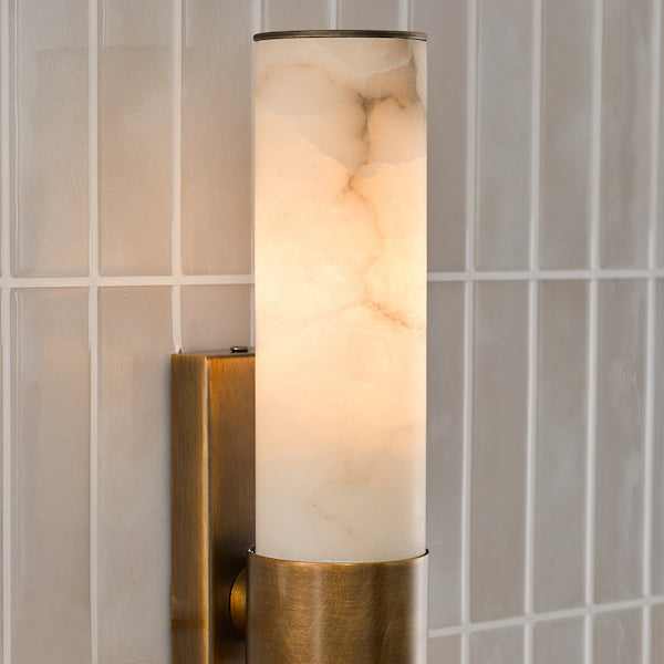 Bronze & Alabaster 2 Light Bathroom Wall Light