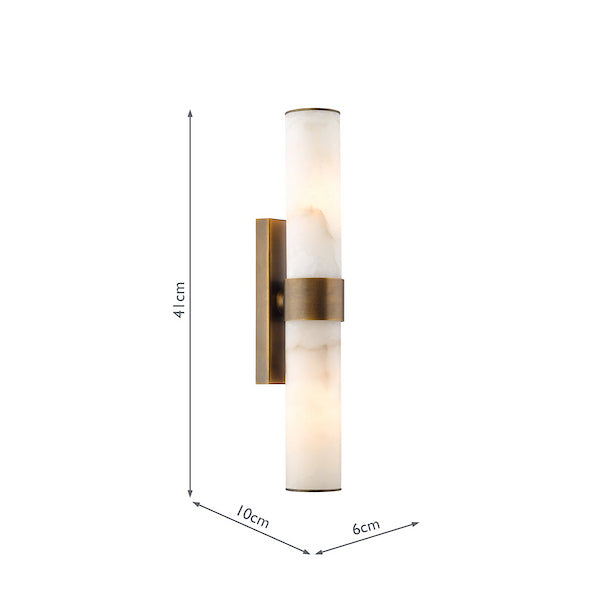 Bronze & Alabaster 2 Light Bathroom Wall Light
