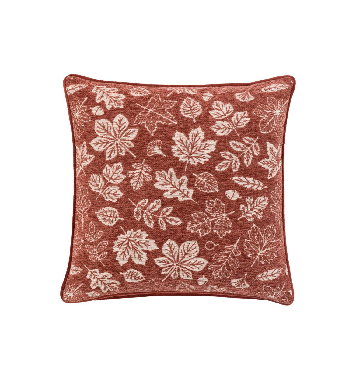 Autumn Leaf Chenille Cushion Rust