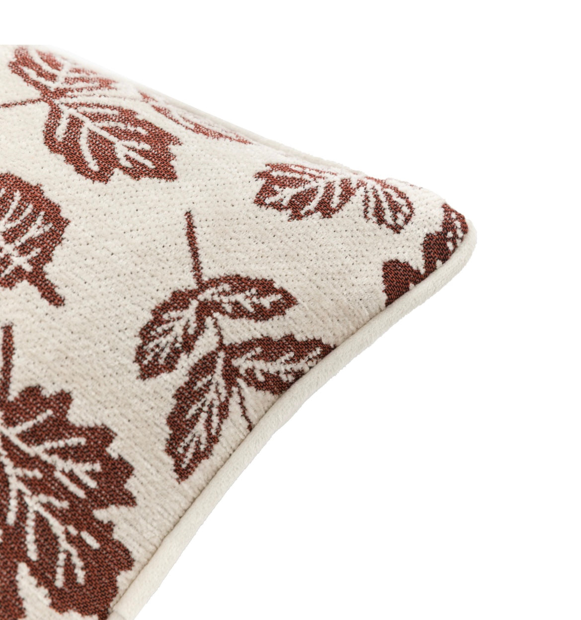Autumn Leaf Chenille Cushion Cream