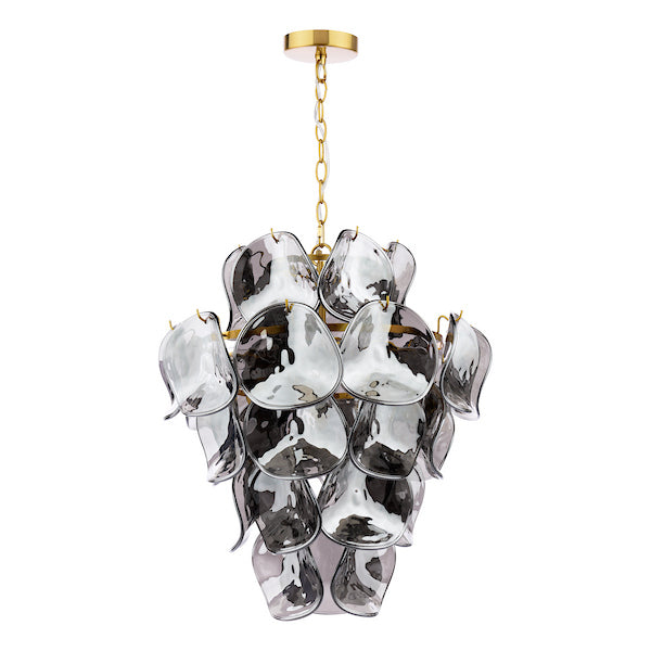 Genoa 8lt Pendant Brass & Smoked Glass