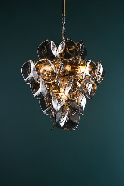 Genoa 8lt Pendant Brass & Smoked Glass