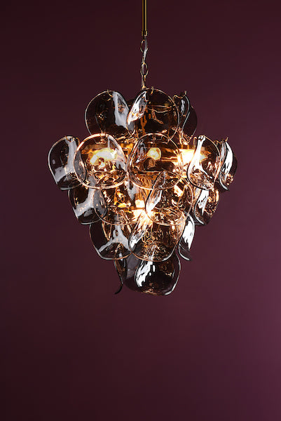 Genoa 8lt Pendant Brass & Smoked Glass