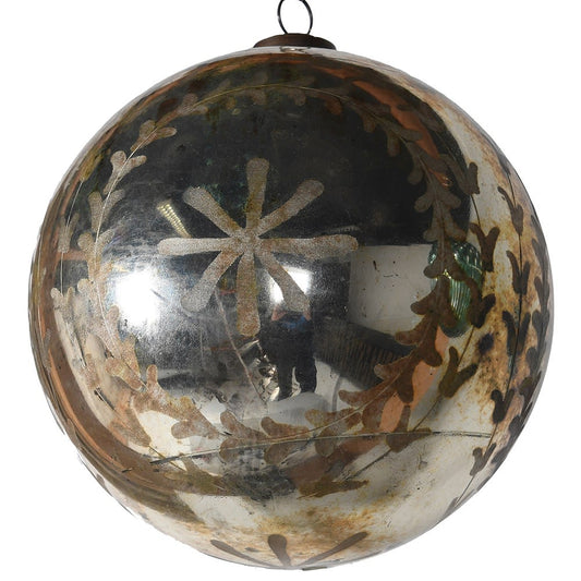 Aged patina  glass wreath bauble